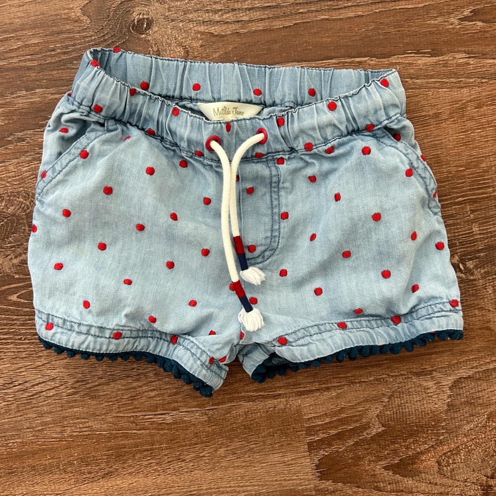 Blue Shorts with Red Polka Dots
